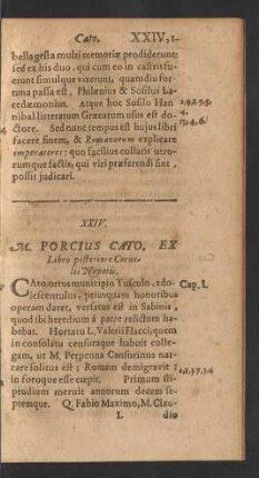 XXIV. M. Porcius Cato. Ex Libro posteriore Cornelis Nepotis.