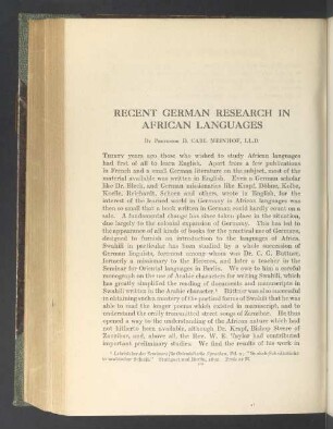 Recent german research in african languages