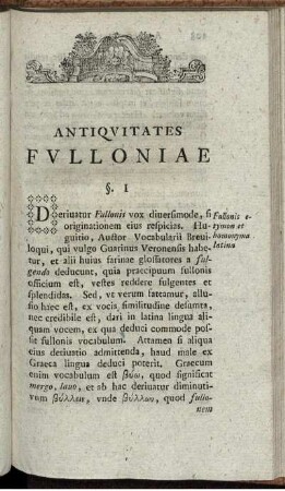 Antiquitates Fulloniae.