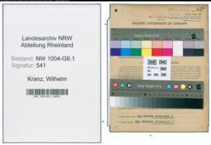 Entnazifizierung Wilhelm Kranz , geb. 08.07.1905 (Werkmeister)