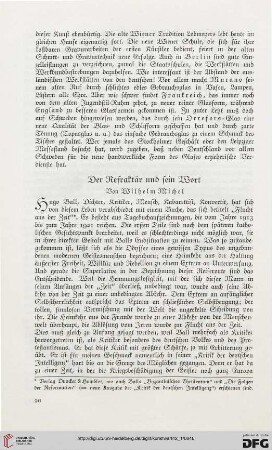 Der Refraktär und sein Wort