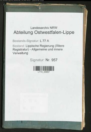 Obligationen und Quittungen über Ablösungskapitalien der lippischen Kirchengemeinden, Bd. 1