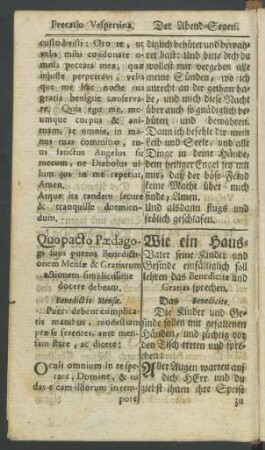 Quo pacto Paedagogi suos pueros Benedictionem Mensae & Gratiarum actionem simplicissime docere debeant = Wie ein Haus-Vater seine Kinder und Gesinde einfältiglich soll lehren das Benedicite und Gratias sprechen