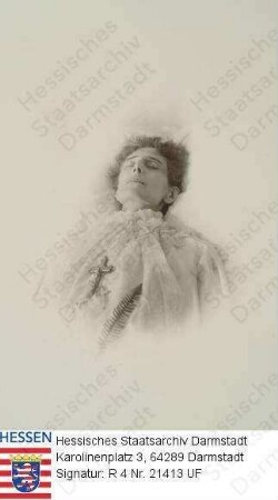 Schlitz gen. von Görtz, Sophie Gräfin v. geb. Cavalcanti de Albuquerque de Villeneuve (1858-1902) / Porträt, auf Totenbett aufgebahrt