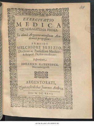 Exercitatio Medica Quadragesima Prima