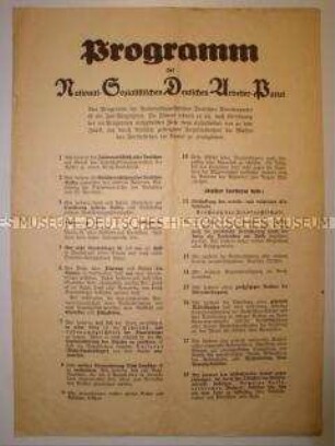 Sonderdruck mit dem Programm der NSDAP, einem großformatigem Hitler-Porträt und dem Text des Horst-Wessel-Liedes
