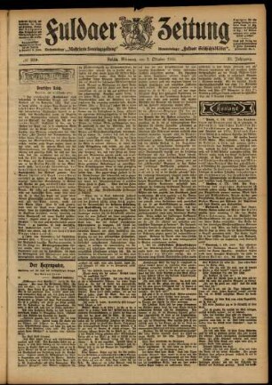 Erste Ausgabe vom Mittwoch, den 07. Oktober 1903.
