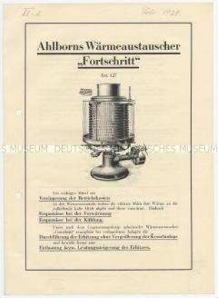 Ahlborns Wärmeaustauscher "Fortschritt"
