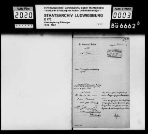 Prüfung der Kanzleikassenrechnungen des Oberamts Aalen