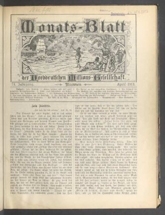 74. Jahrgang. Bremen. April 1913
