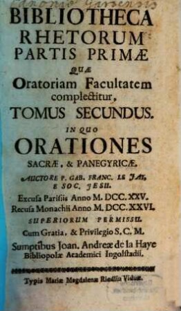 Bibliotheca Rhetorum, 2. (1726)