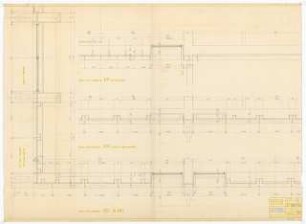 Hochschulbibliothek, Karlsruhe Neubau: Fassadenverkleidung und Fenster, Horizontalschnitte, 1:10