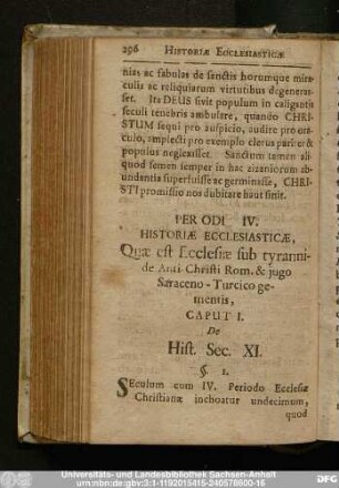 Caput I. De Hist. Sec. XI.