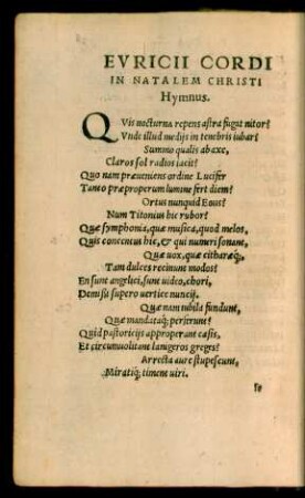 Euricii Cordi In Natalem Christi Hymnus.