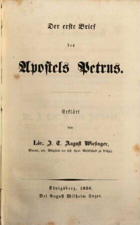 Der erste Brief des Apostels Petrus