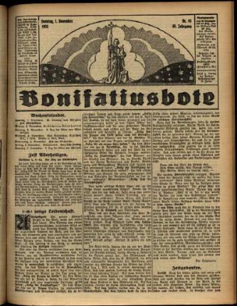 Erste Ausgabe vom Sonntag, den 01. November 1931.