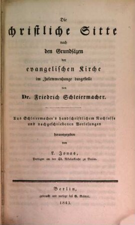 Friedrich Schleiermacher's literarischer Nachlaß, 7