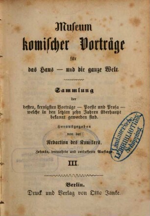 Museum komischer Vorträge für das Haus - und die ganze Welt, 3