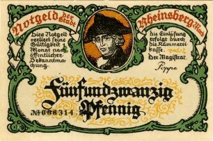 Rheinsberg, Stadt: 25 Pfennig 1922