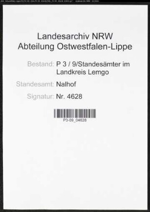 Sterberegister Standesamt Nalhof