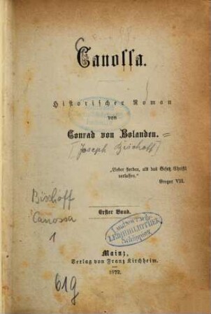 Canossa : Historischer Roman, 1