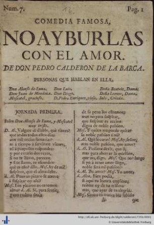 No ay burlas con el Amor : comedia famosa