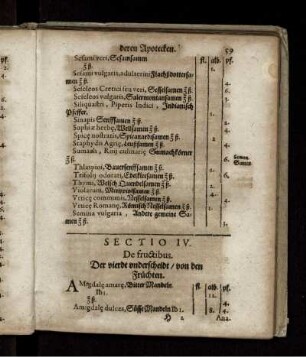 Sectio Iv. De fructibus. Der vierdt underscheidt/ von den Früchten