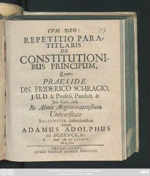 Repetitio Paratitlaris De Constitutionibus Principum