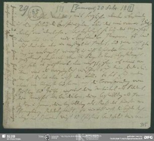 Eigenh. Brief von Johann Carl Fürchtegott Schlegel an August Wilhelm von Schlegel, Hannover, 20.02.1811
