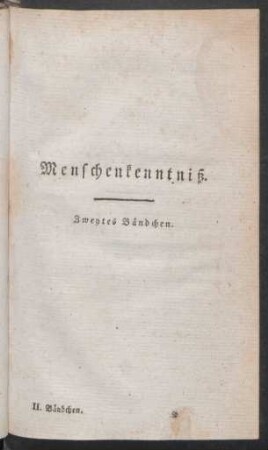 Menschenkenntnis. Zweites Bändchen