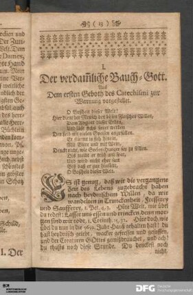 I. Der verdam[m]liche Bauch-Gott.
