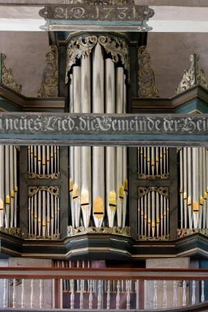 Deutschland. Niedersachsen. Wiefelstede. Sankt Johanneskirche. Geweiht 1057. Orgel von Christian Vater. Erbaut 1729 bis 1730