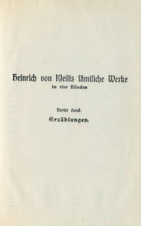 Vierter Band: Erzählungen.