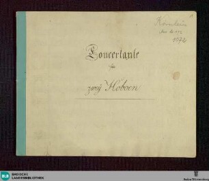Concertos - Don Mus.Ms. 1072 : ob (2), orch; G