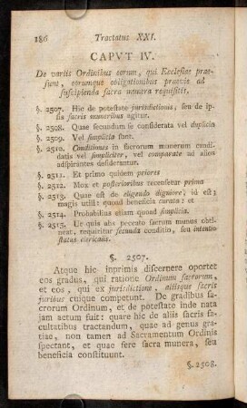 186-194, Caput IV. De variis Ordinibus eorum, qui Ecclesiae praesunt, ...