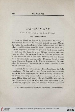 Mehmed Ali. EIne Erzählung aus dem Orient