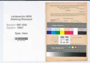 Entnazifizierung Hans Spier, geb. 04.01.1911 (Monteur)
