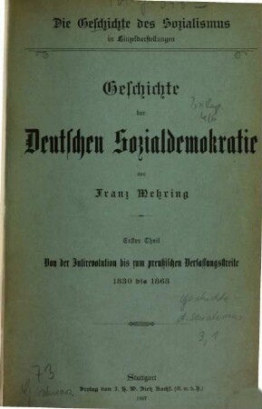 Geschichte der Deutschen Sozialdemokratie von Franz Mehring, 1