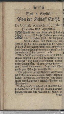 Das 2. Capitel. Von der Schlaff-Sucht
