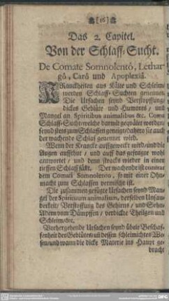 Das 2. Capitel. Von der Schlaff-Sucht