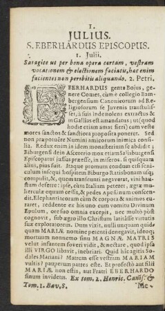 S. Eberhardus Episcopus. 1. Julii