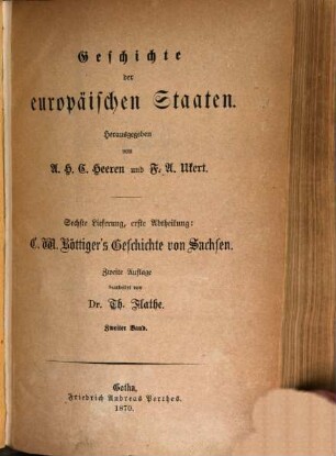 Geschichte des Kurstaates und Königreiches Sachsen, 2. Von der Mitte des sechzehnten bis zu Anfang des neunzehnten Jahrhunderts