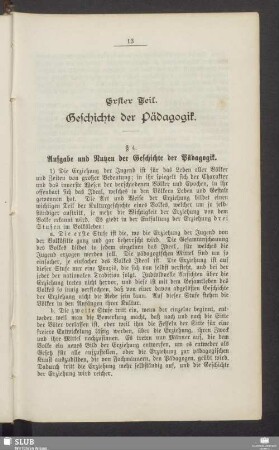 Erster Teil. Geschichte der Pädagogik