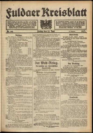 Ausgabe vom Freitag, den 22. Juni 1917.
