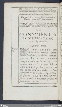 De Conscientia Sanctificata Hominis Spiritualis. Caput XIII.