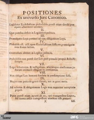 Positiones ex Universo Jure Canonico.