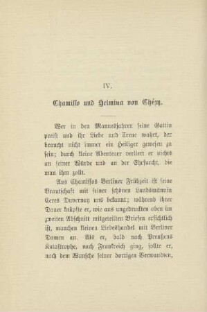 IV. Chamisso und Helmina von Chézy
