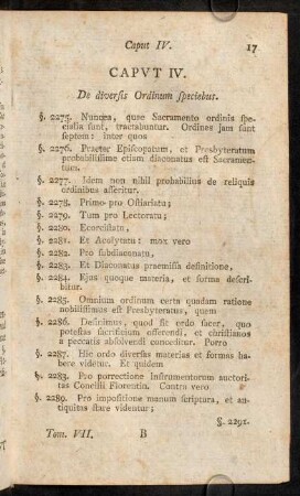 17-33, Caput IV. De diversis Ordinum speciebus.