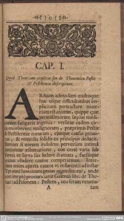 Cap. I. Quod Theoriam explicat seu de Theoretica Pestis & Pestilentiae descriptione