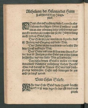 Abtheilung der Historien des Herrn Cantzlers in drey Häuptstück.